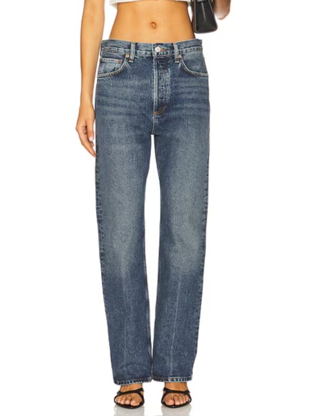AGOLDE Fran Low-Slung Straight Leg Jeans in Dwell Wash